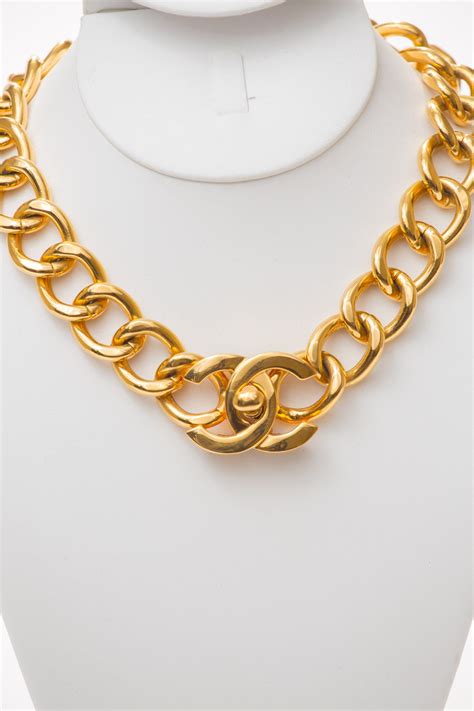 chanel chunky chain choker|chanel ring necklace.